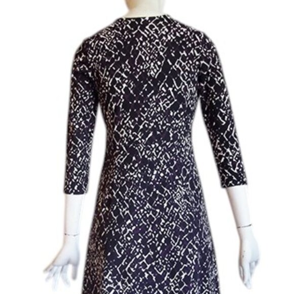 SIGRID OLSEN Plum Black Abstract Art Print Surplice Wrap Corp Core Knit Dress XS - Picture 2 of 6